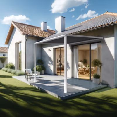 Pergola toile TILA 4,00×3,50m Motorisé à télécommande + manœuvre de secours (Gris Graphite – Blanc)