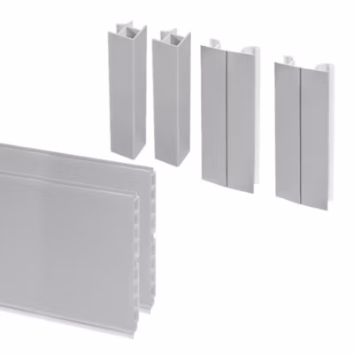 Emuca Lot de 2 plinthes de cuisine Plasline avec raccords, hauteur 150mm, 2 profils longueur 2.35m, Plastique, anodisé satiné