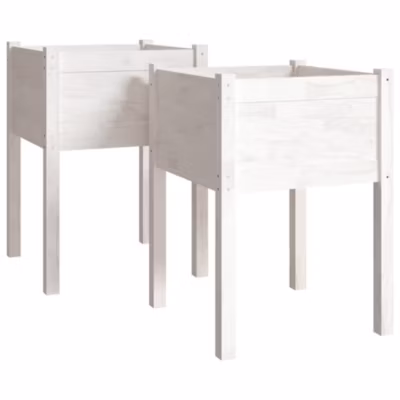 vidaXL Jardinières 2 pcs Blanc 50x50x70 cm Bois de pin massif