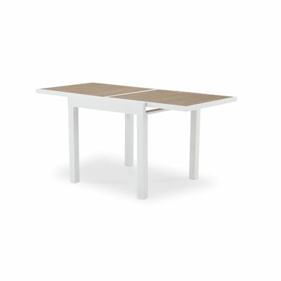 Table de jardin à rallonge en aluminium blanc 160/80x80cm et polywood – Osaka