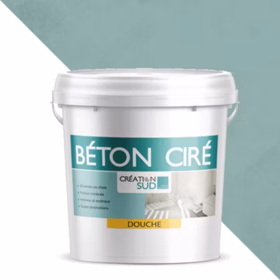 Béton ciré salle de bains – Kit complet 5m² (en 2 couches) –  Céladon – CREATION SUD
