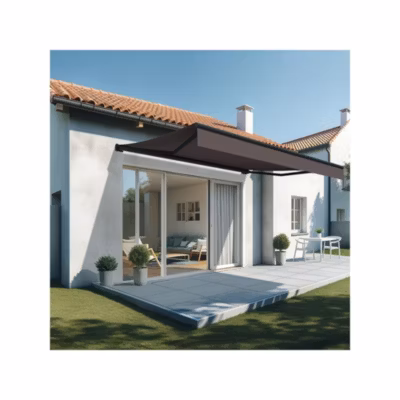 Store banne loggia LIEBE 4,20 x 3,00m (Motorisé et Interrupteur – Taupe – Gris anthracite)
