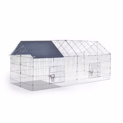 Parc extérieur lapin 180x75x73 cm avec voile d&rsquo;ombrage et 2 portes sécurisées
