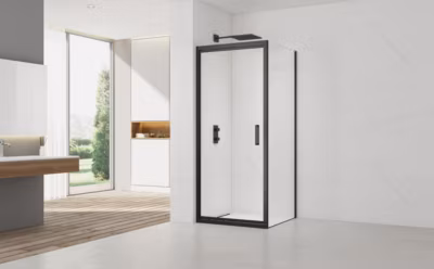 TEX-C ensemble porte compact/paroi 80x90cm anticalcaire avec profilés noir mat (SATTEXC80S90C)