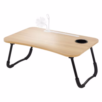 Table pour Ordinateur Portable Pliante, 60×40 cm, Aspect Bois/Noir
