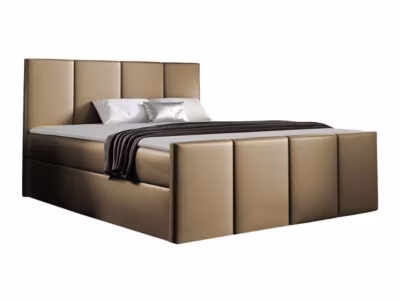 Lit continental Baltimore 154, Double, Marron, Faux cuir, Disponible