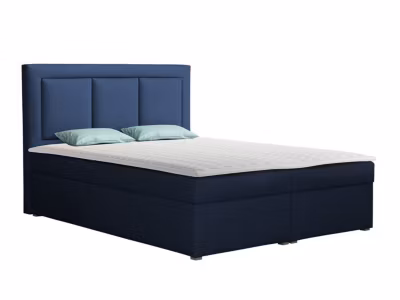 Lit continental Pomona 112, Double, Bleu, Tissu, Disponible