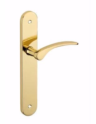 Ensemble de poignées pour porte intérieure Dionysos sans trou, carré 7mm, entr&rsquo;axes 195mm, laitonné – THIRARD