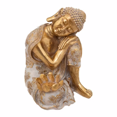 Statuette Bouddha – résine – doré – H23 cm – Atmosphera