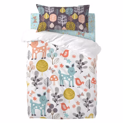 Parure housse de couette 2 pièces Woodland 100% Coton Happyfriday