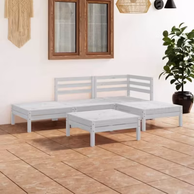 vidaXL Bois de Pin Massif Salon de Jardin 5 pcs Mobilier de Patio Ensemble de Meubles de Terrasse Meubles d&rsquo;Extérieur 3082623