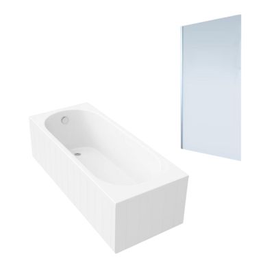 Baignoire droite VILLEROY & BOCH O.Novo 170 x 70 cm Blanc + Pare Bain gauche AURYS Mist 1 chromé