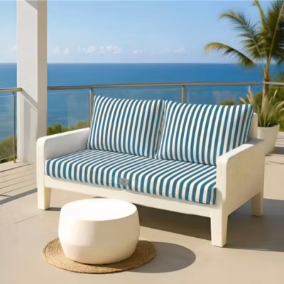 Coussins pour salon de jardin déhoussable 120x60cm Rayure vert