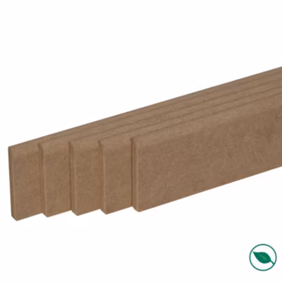 lot de 5 plinthes bord arrondi MDF 2200 x 68 x 9 mm