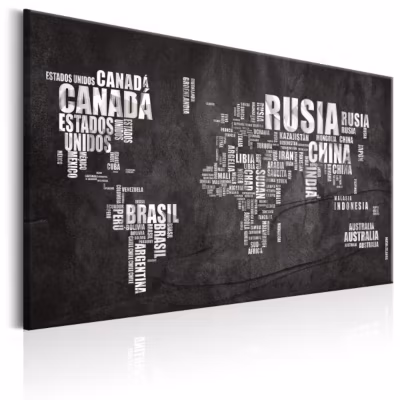Tableau Cartes du monde World Map: Mundo Negro 60×40 cm