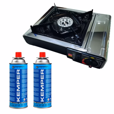 PACK  Réchaud à Gaz Portable + 2X KEMPER Cartouche de Gaz INCASA