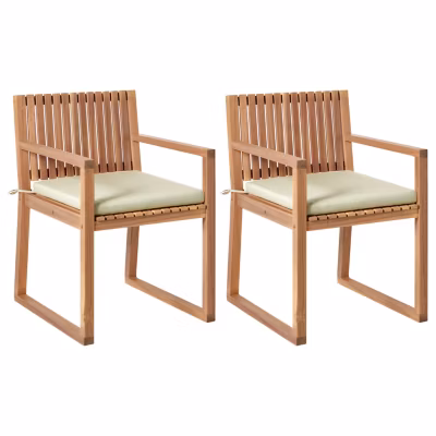 Lot de 2 chaises de jardin avec coussins SASSARI PREMIUM Bois d&rsquo;acacia certifié Vert clair