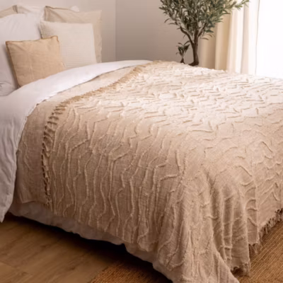 Dessus de lit Slub tufté 240×260 coton