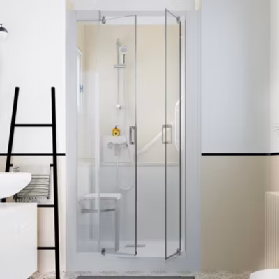 Cabine de douche Kinedo Kinemagic Design 100×70 niche haute pivotante transparent thermostatique