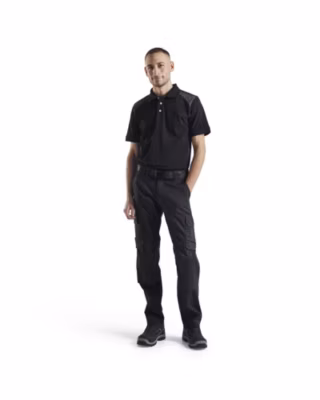 Pantalon industrie stretch 2D noir/gris avec poches genouillères – Blaklader