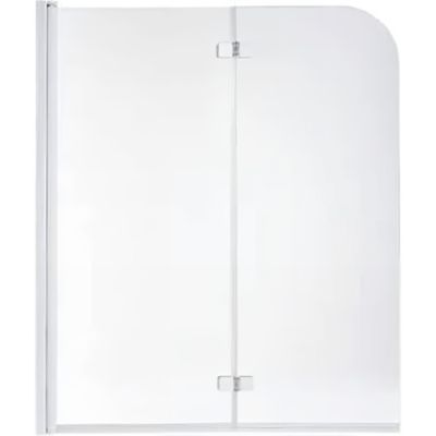 Pare-bain 2 volets pivotant 180 verre cristal trempé profilé alu SANINDUSA Aquarela Duo 120×150 montage gauche profilé chromé