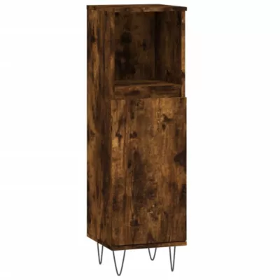 Armoire de bain chêne fumé 30x30x100 cm bois d&rsquo;ingénierie vidaXL