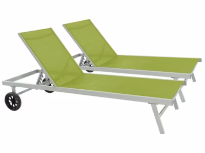 Bain de soleil en aluminium et textilène « Bella »  Phoenix  Vert  Lot de 2