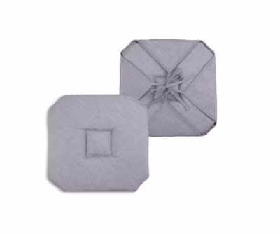 Coussin galette de chaise 4 rabats 40x40cm gris chinee