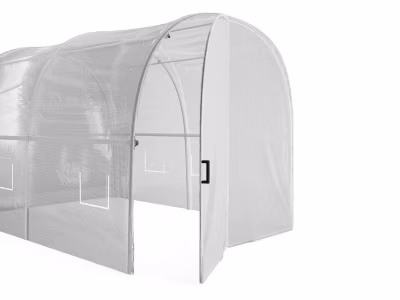 Serre tunnel avec structure en acier galvanisé et porte 18 m² – L300 x l600 x H200 cm – Blanc – ALOCASIA