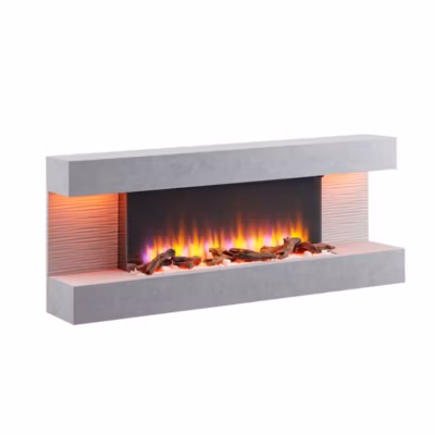 Cheminée électrique BALDERIA Hestia – Cheminée sur pied, 2000 W – Aspect béton