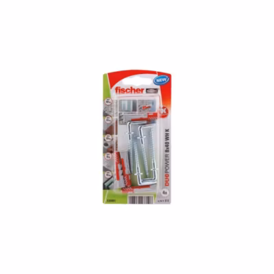 Fischer DuoPower 8 x 40 WH K NV – Set 4 chevilles DuoPower 8 mm 40 mm avec 4 crochets coudés
