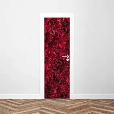 Sticker Porte Fleurs Rouges 204 x 63 cm