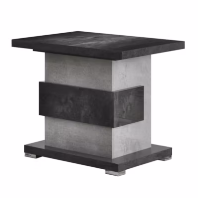 HOFFMAN – Table d&rsquo;Appoint à Pied Central Gris Aspect Pierre