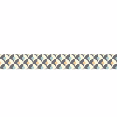 Frise adhésive autocollante 15 cm X 300 cm, motif éventail gris et crème avec cercles au milieu, décoration murale intérieure.