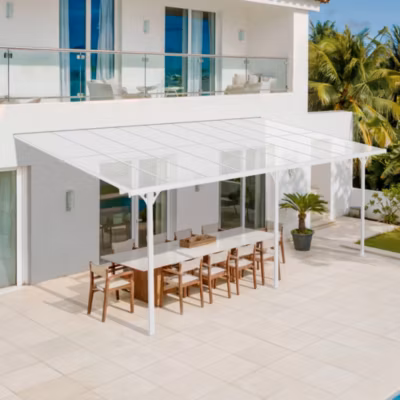 Pergola/ Carport adossé 16,5m² KLEO 5,5x3m aluminium blanc