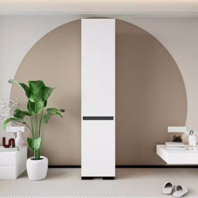Colonne de rangement design blanche et grise BYRON