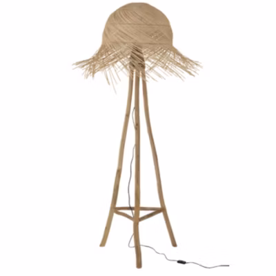 Lampadaire rond en rotin (58x58x177 cm – Naturel)