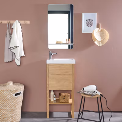 Meuble lave-mains ATOLL avec vasque blanche + miroir