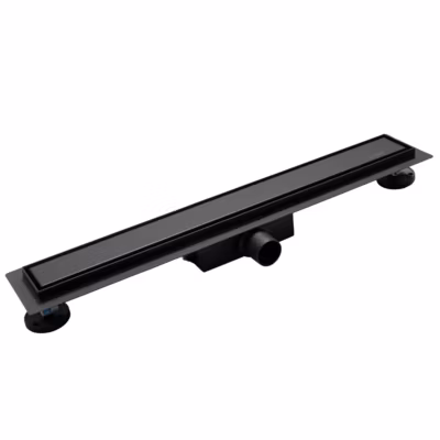 Balneo Caniveau de douche 2 en 1, en Acier Inox 80cm, finition noir, avec Siphon, Duplex Next