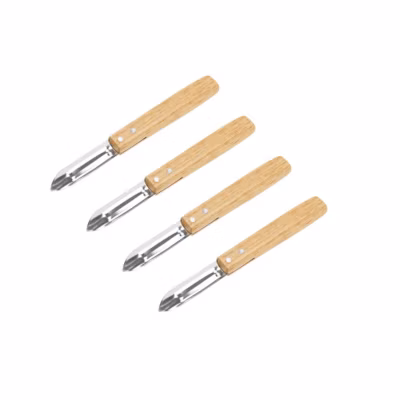 Set de 4 éplucheurs en inox et bois Nirosta Country