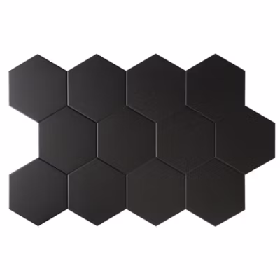 Carrelage Hexagonal Effet Béton Noir Intérieur/Extérieur. Grès Cérame. Essence Negro 14x16cm
