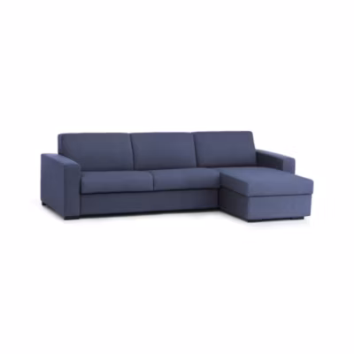 Dabala Canapé-lit, Canapé d&rsquo;angle, Canapé à ouverture pivotante, avec péninsule de rangement réversible, 260x95h90 cm, Bleu