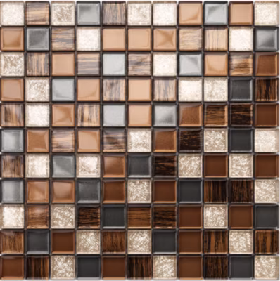 Mosaïque en verre sur filet pour salle de bain ou cuisine 30 cm x 30 cm – Old school