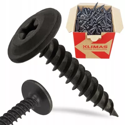 Vis autoperceuses KLIMAS tête bombée avec rondelle acier phosphaté 4,2×40 mm 400 pcs