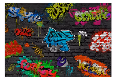 Papier peint intissé panoramique street art graffiti wall 100×70 cm