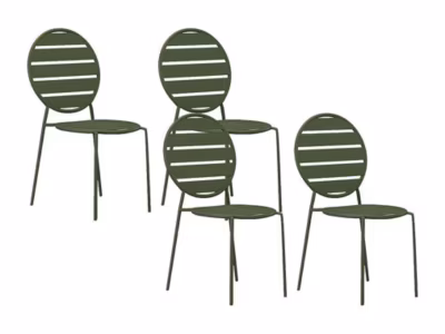 Lot de 4 chaises de jardin empilables en métal – Kaki – MONTEFARO de MYLIA