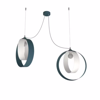 LUMICOM – SHELL Suspension, 2X E27, max 42W, métal, bleu méditerranéen blanc, D.40