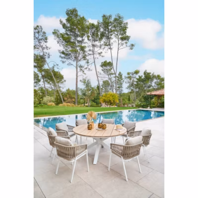 2 fauteuils de jardin Oriengo Taupe & Blanc – Hespéride