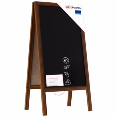 Chevalet Stop Trottoir avec Cadre en Bois Laqué 100×49,5cm, Chevalet Publicitaire