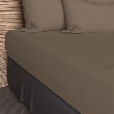 Drap housse 160×200 cm en coton 57 Fils SOLEIL D&rsquo;OCRE taupe